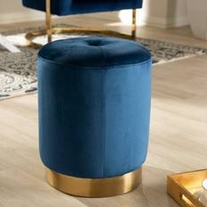 Blue Poufs Baxton Studio Alonza Glam Sittepuff