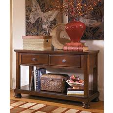 Sofa tables with storage Ashley Porter Sofa-Console Rustic Brown Small Table 20.4x52.5"