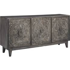 Ashley Console Tables Ashley Fair Ridge Antique Floral Carved Gray Console Table 16x69"