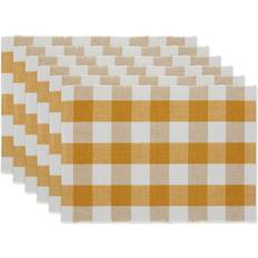 DII Buffalo Check Ribbed Place Mat Gold, White (48.26x33.02)