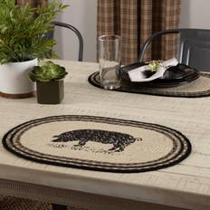 VHC Brands Sawyer Mill Pig Place Mat Gray, White, Beige