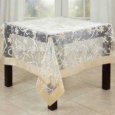 OEKO-TEX Cloths & Tissues Saro Lifestyle Felicity Collection Snowflake Ribbon 36" Tablecloth Gold