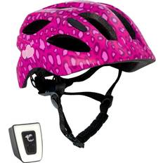 Crazy Safety Casco De Bicicleta Rosa Con Puntos Para Niños De Años 54-58cm Con Luz Led Roja Integrada Recargable Por Usb. Testado Y Homologado Según En 1078