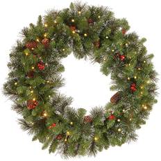 Interior Details National Tree Company 30" Crestwood Pre-Lit Spruce Christmas Wreath Decoration