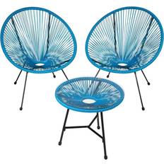 Conjuntos de Bistró tectake 2 Sillas Santana Con Mesa - Azul Conjunto de Bistró, 1 Mesa incl. 2 Sillas