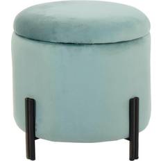 Turquoise Repose-pieds Dkd Home Decor Polyester Métal Couvercle 44 x 44 x 42 in Repose-pied