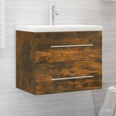 Muebles de Baño vidaXL Mueble De Baño Con Lavabo Madera Contrachapada Roble Ahumado