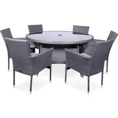 Rond - Rotin Synthétique Ensembles repas de patio Royalcraft Malaga Ensemble repas de patio, 1 Table incluse 6 Chaises