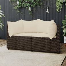 Acciaio Divani Modulari vidaXL Divani Angolari da Giardino con Cuscini 2 pz Polyrattan Marrone Divano Modulare