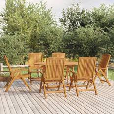 vidaXL Sedie Da Giardino Reclinabili 6 pz in Legno Massello di Teak - Marrone