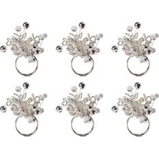 Napkin Rings Design Imports DII Silver Multi Bead Set of 6 Napkin Ring