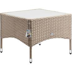 Beige Tuintafels Deuba Casaria Polyrotan Bijzettafel 58 x 58 x 42 cm