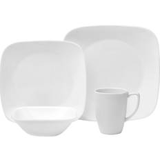 Corelle 16-Piece Vitrelle Glass Pure White Chip and Break Resistant Service for 4 Dinner Set 16pcs