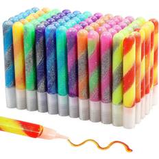 Glitter Glue Glue with Glitter Gel Pens for Kids, Bulk Set, 12 Rainbow Swirl Colors 72 Pack