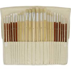 Brushes US Art Supply 24pc Oil & Acrylic Paint Long Handle Brush Set FREE Canvas Roll-Up