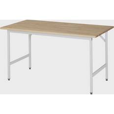 Rau Work table, height adjustable, 800 850 mm, solid beech worktop, WxD 1500 x 800 mm, light grey