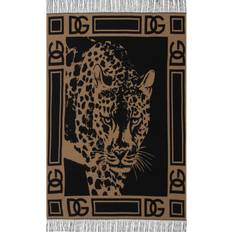 Gold Blankets Dolce & Gabbana Casa Leopard Cashmere Blankets Brown, Black, Gold (152.4x)