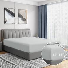 Swift Home Luxury Wrinkle and Fade Resistant Double Brushed Ultra Soft Microfiber 14-Inch Standard Pocket Single Fitted Bed Sheet Grey