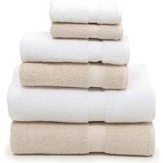 Linum Home Textiles 6-piece Cotton Sinemis Terry Bath Towel White, Beige (137.16x68.58)