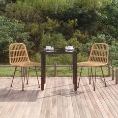 vidaXL 3 Piece Garden Poly Rattan Patio Dining Set, 1 Table incl. 2 Chairs