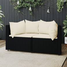 vidaXL Tuinhoekbanken Met Kussens 2 St Poly Rattan Zwart