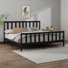 vidaXL black, 200 Solid Wood Pine Bed Frame Bedstead Bed Base