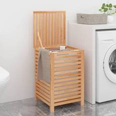 vidaXL Tvättkorg 45x45x65 massivt valnötsträ