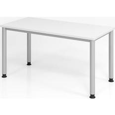 EUROKRAFTpro mcbuero.de Schreibtisch 4-Fuß-rund 140x67cm Weiß/silber