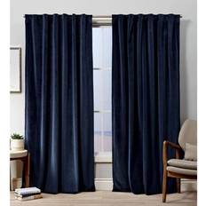 Navy blue velvet curtains Exclusive Home Curtains EH8429-02 2-96H Velvet Tab Top