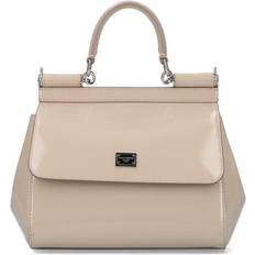 Dolce & gabbana sicily small bag Dolce & Gabbana Kim Sicily Small Patent Satchel Beige