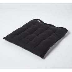 Coton Coussins de chaise Homescapes Plain Seat Pad Chair Cushions Black (40x40cm)