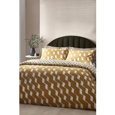 Hoem Zabine Abstract Geometric Rich Reversible Duvet Cover Yellow