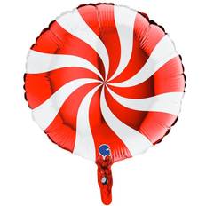 Ballongkungen Folieballon Swirly Hvid/Rød 1-stk