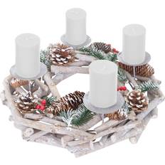 Holz Weihnachtsschmuck Adventskranz, Holz mit Kerzen Weiß Weihnachtsschmuck 11cm