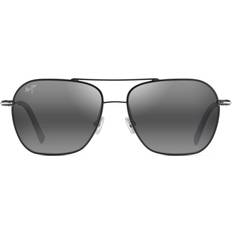 Solbriller Tommy Bahama Mano Polarised Aviator Sunglasses - Black/Silver Stripe/Neutral Grey