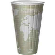 Red Paper Cups Eco-Products World Art Insulated Hot Cups, 16 Oz, Light Green/White, Pack Of 600