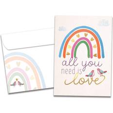 Engagements Cards & Invitations Tree-Free Greetings Greeting Cards Multi Coral & Blue Rainbow 'Love' Greeting Card Set of Two