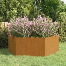 Pots, Plants & Cultivation vidaXL 120 120 Planter Grey Weathering Steel Raised Bed Flower Plant Pot