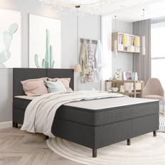 vidaXL Boxspring Stof Donkergrijs 180x200 cm