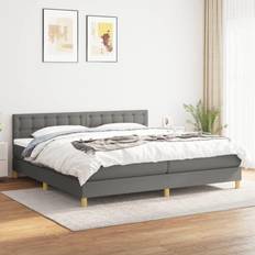 Letti Continentali vidaXL Giroletto A Molle Con Materasso Grigio Scuro 200x200 cm Tessuto Cod Mxl 63424 Letto Continentale