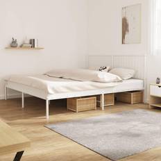 vidaXL 207 187 headboard Metal Bed Frame with Headboard White Bed Base