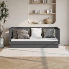 vidaXL Grey, Solid Wood Pine Day Bed Sofa