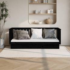 vidaXL Daybed 75x190 cm Massivt Fyrretræ Sort Sengeramme