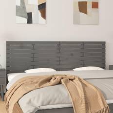 vidaXL 206 x 3 x 63 cm Massivt Fyrretræ Grå Sengegavl