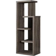 Beige Book Shelves Monarch Specialties Dark Taupe Reclaimed-Look Book Shelf