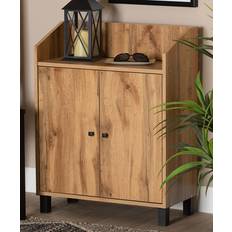 Brown Cabinets Baxton Studio Rossin Wood 2-Door Entryway W Top Storage Cabinet