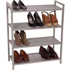 Silver Shoe Racks Household Essentials 4-Tier Mesh 2159-1 Shoe Rack