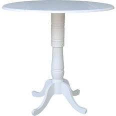 Round high top table International Concepts White 42-Inch High Round Top Drop Leaf Dining Table