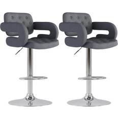 Gray tufted chairs set of 2 CorLiving Set of 2 Bar Stool