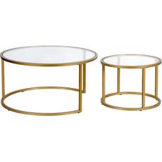 Multicolored Coffee Tables Hudson & Canal Finley Sloane Round Coffee Table